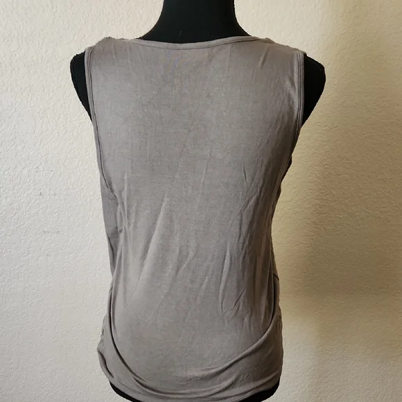 Brown and White Wrap Sleeveless Camisole Top - Picture 3 of 4